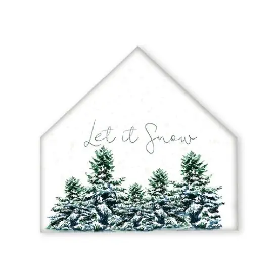 Winter Trees Let Snow 12x12 House Shaped Canvas {1}