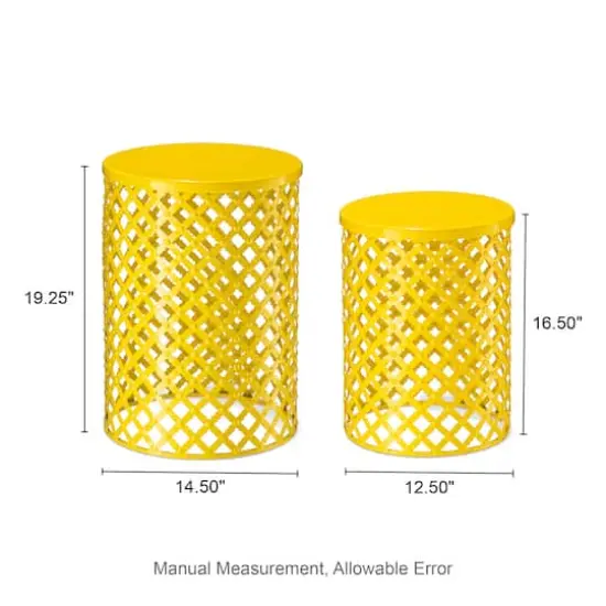 Glitzhome&reg; Multifunctional Metal Garden Stool Set Yellow {9}