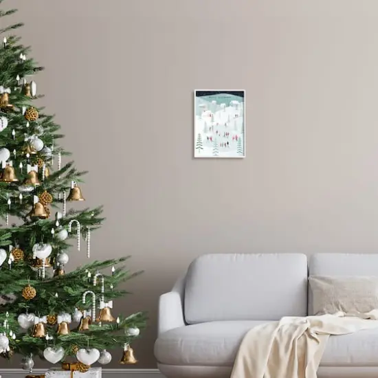 Stupell Industries Merry Christmas Winter Ice Skating Framed Giclee Art White {3}