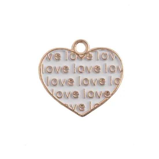 John Bead Sweet & Petite White Heart with Words Charms, 10ct. {1}