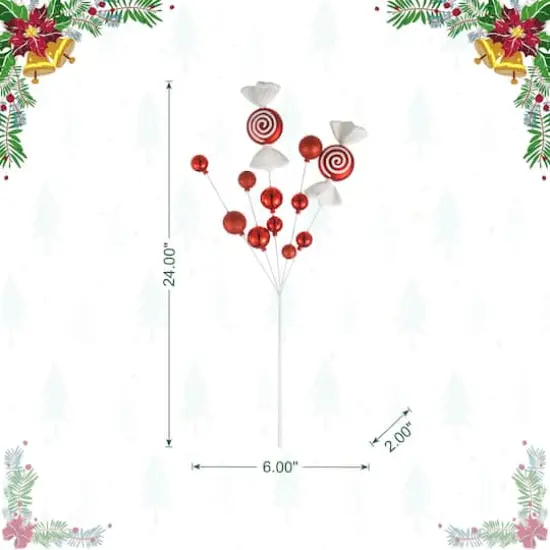 Glitzhome&reg; 24" Christmas Red & White Candy Pick, 4ct. {7}