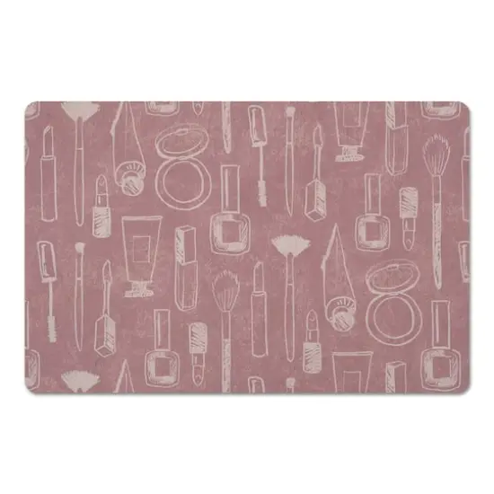 Makeup Icons Floor Mat Dark Pink {1}