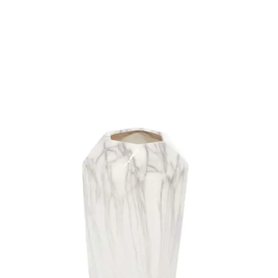 14" White Ceramic Contemporary Vase {3}