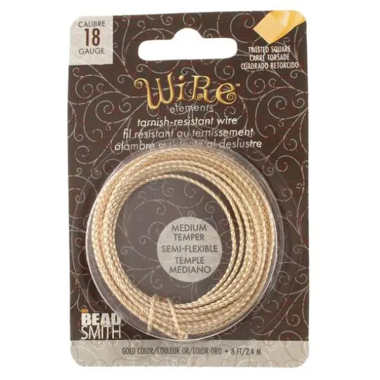 The Beadsmith&reg; Wire Elements&trade; 18 Gauge Tarnish Resistant Medium Temper Twisted Square Wire, 8yd. Silver {2}