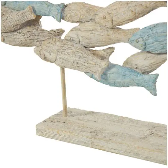 24" Light Blue Ombre Textured Polystone Fish Swimming Sculpture with Stand {8}