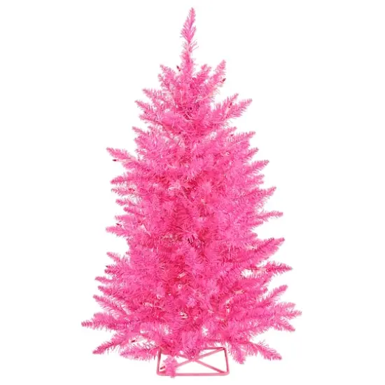 3ft. Pre-Lit Hot Pink Artificial Christmas Tree, Pink LED Lights {1}