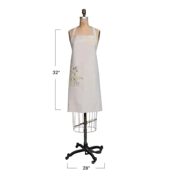 Hello Honey&reg; Hand-Embroidered Flower Design & French Knots Cotton & Linen Apron {3}