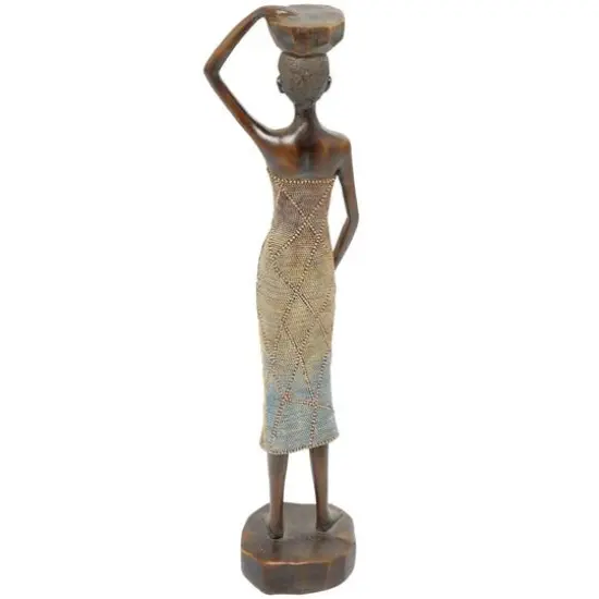 22" Bronze Standing Woman Sculpture {5}