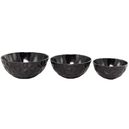 Metal Faceted Decorative Bowl Set Black {1}