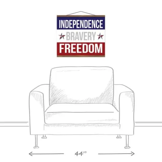 20" Red, White & Blue Independence Bravery Freedom Teak Hanging Canvas {4}
