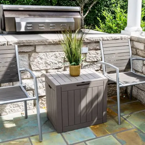 Honey Can Do 30gal. Brown Small Deck Outdoor Storage Box {5}