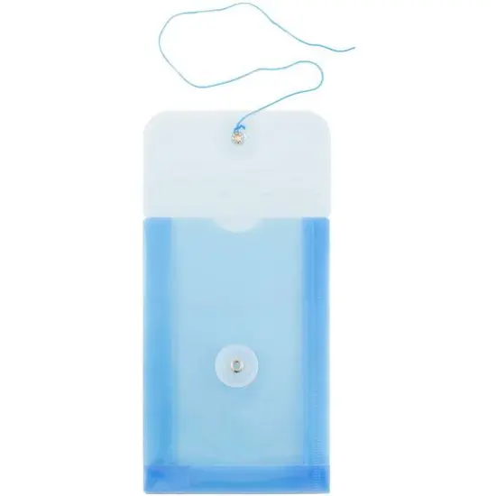 JAM Paper 4.25" x 6.25" Plastic Button & String Tie Closure Envelopes, 12ct. Blue {6}