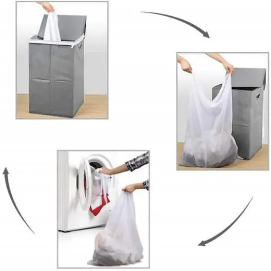 NEX&trade; Foldable Single Hamper Basket with Lid & Removable Liner {5}