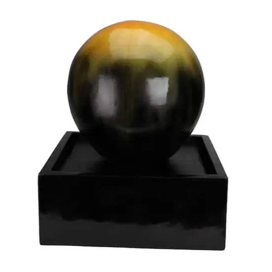 24" Golden Amber Ball Outdoor Garden Water Fountain {1}