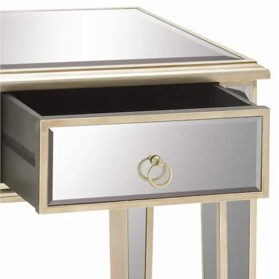 27" Beige Chinese Fir Glam Accent Table {5}