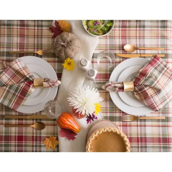 DII&reg; 70" Give Thanks Plaid Round Tablecloth {4}