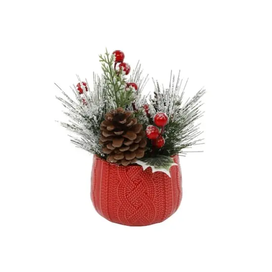 Christmas Mix In Red Ceramic Sweater Pot {1}