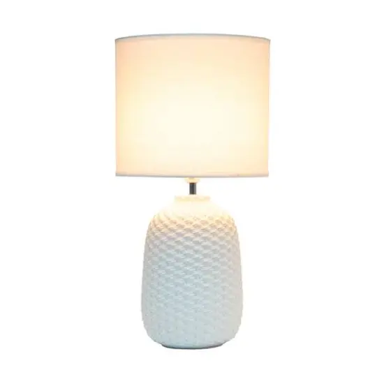 Simple Designs 20" Ceramic Purled Texture Table Lamp Off White {3}