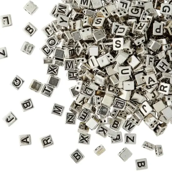 Rhodium Alphabet Plastic Craft Beads, 8mm by Bead Landing&trade; {1}
