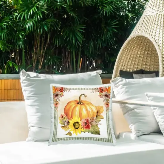 Stupell Industries Pumpkin with Flower Accent Outdoor Printed Pillow {3}