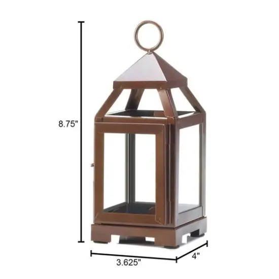 8.75" Copper Mini Contemporary Lantern {5}