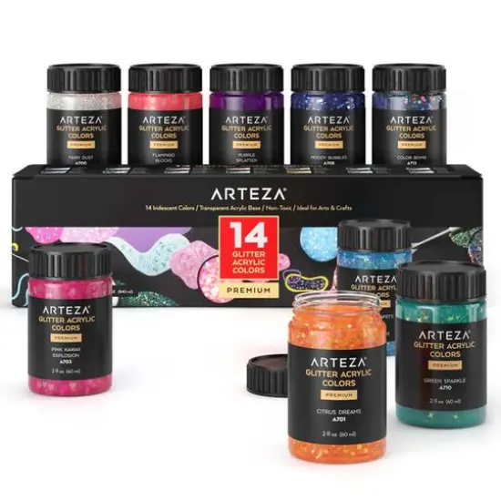 Arteza&reg; Chunky Glitter Acrylic Craft Paint Set {1}