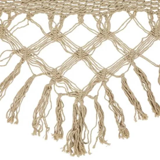 78" x 31" Natural Brown Macram&eacute; Hammock with Patterned Tassels {6}