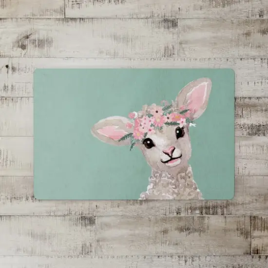 18" x 27" Lamb with Flower Crown Floor Mat {3}