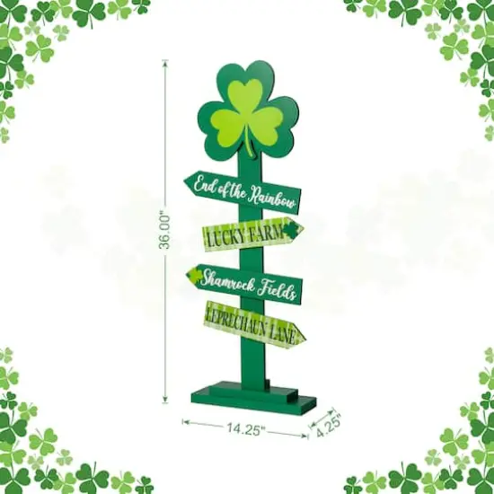 Glitzhome&reg; 36" St. Patrick's Wooden Shamrock Word Sign Porch D&eacute;cor {8}
