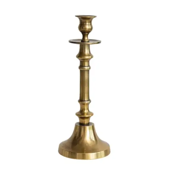 Hello Honey&reg; 11" Antique Brass Cast Aluminum Taper Holder {1}
