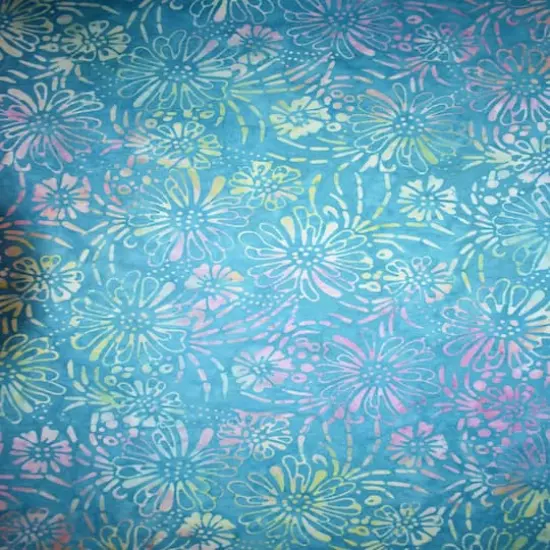 Feldman Premium Indonesian Batik Turquoise Tie Dye Daisy Fabric {1}
