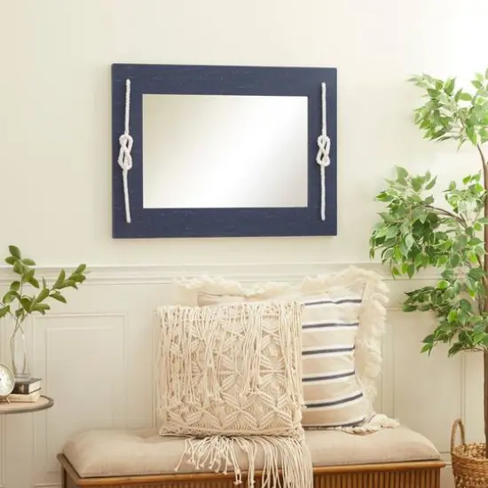 31" Blue Wood Contemporary Wall Mirror {3}