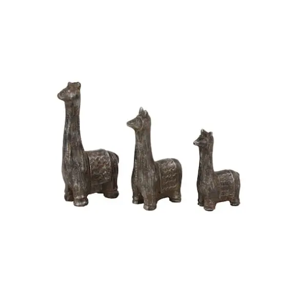 Set of 3 Black Metal Eclectic Llama Sculpture, 8", 7", 5" {1}