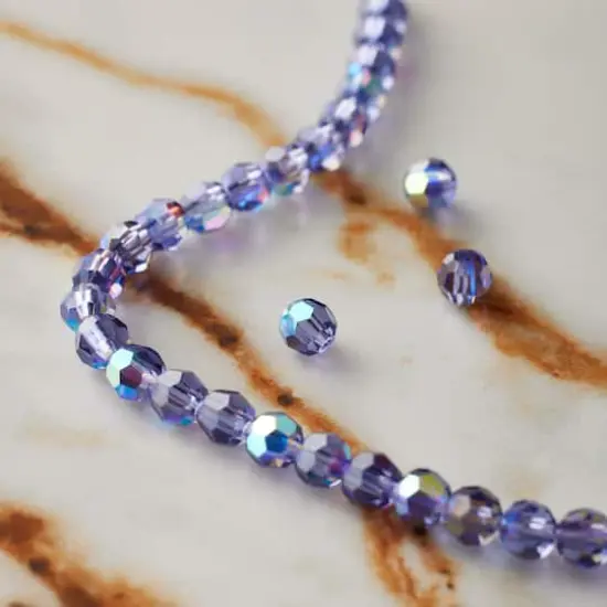 Preciosa Glass Crystal Round Beads, 4mm by Bead Landing&trade; Tanzanite AB {3}