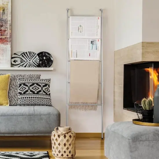 NEX&trade; 5ft. 5-Tier Silver Wall-Mounted Metal Towel Ladder {6}