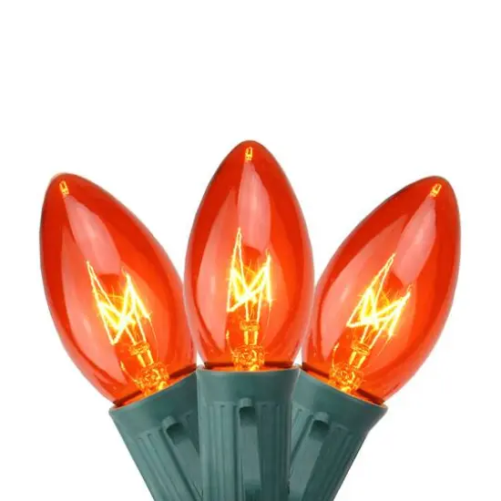 25ct. C9 Christmas String Lights with Green Wire Orange {2}