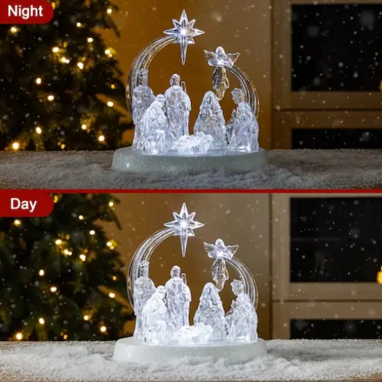 Glitzhome&reg; 9" Christmas Lighted Acrylic Tabletop Nativity Scene Figurine {7}