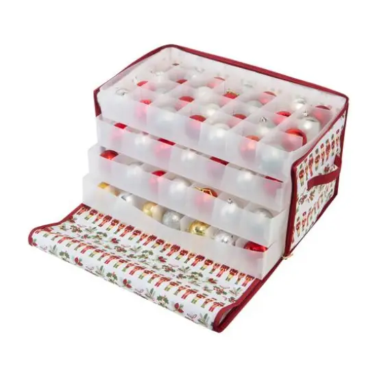 Laura Ashley Nutcracker Print 112ct. Stackable Christmas Ornament Storage Box {6}