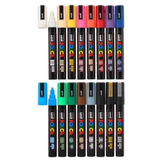 Uni Posca PC-5M 16 Color Medium Tip Paint Marker Set {5}