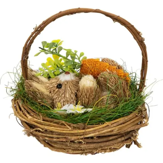 6.5" Bunny in Woven Basket Easter D&eacute;cor {1}