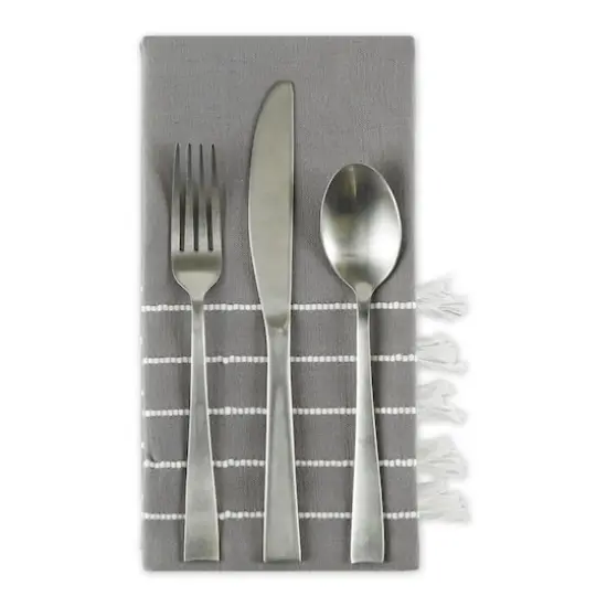 DII&reg; Striped Tassel Napkins, 4ct. Gray {6}