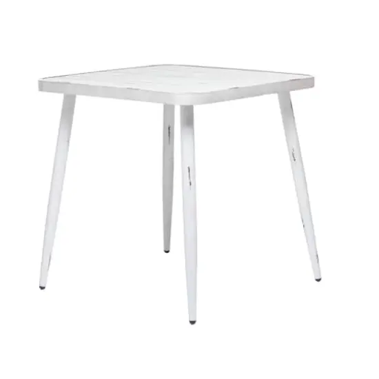 White Aluminum Farmhouse Outdoor Dining Table, 30" x 30" x 30" {1}