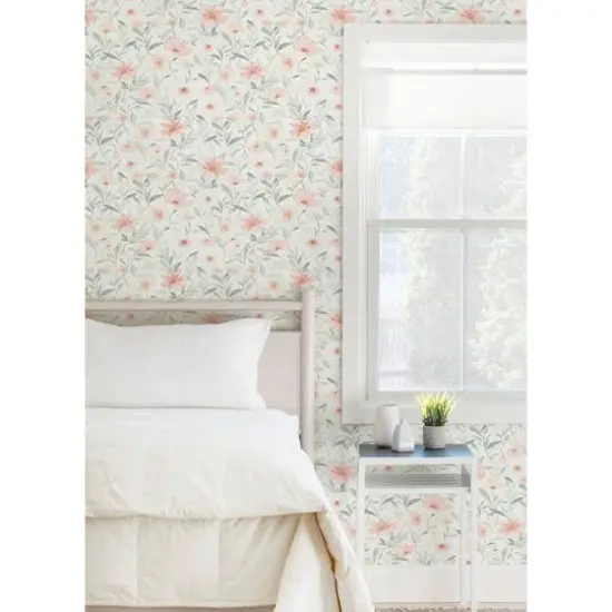 RoomMates Pink & Jade Flower Market Peel & Stick Wallpaper {3}