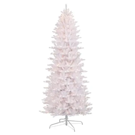 9ft. Pre-Lit White Slim Fraser Fir Artificial Christmas Tree, Clear Lights {1}