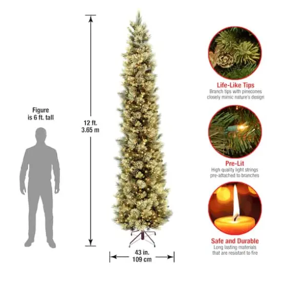 12ft. Pre-Lit Carolina Pine Artificial Christmas Tree, Clear Lights {5}