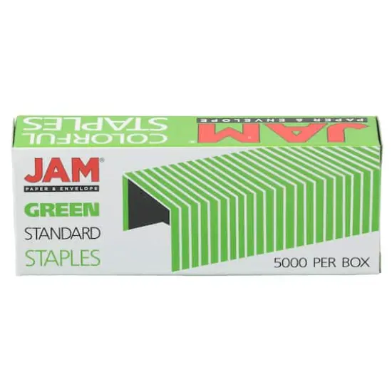 JAM Paper Standard Size Staples, 5,000ct. Green {1}