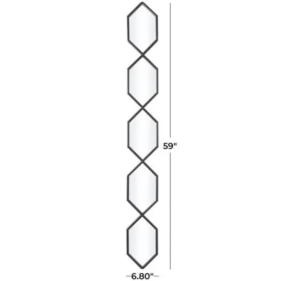 Black Metal Slim Stacked Chain 5 Layer Wall Mirror with Trellis Pattern 7" x 1" x 59" {6}