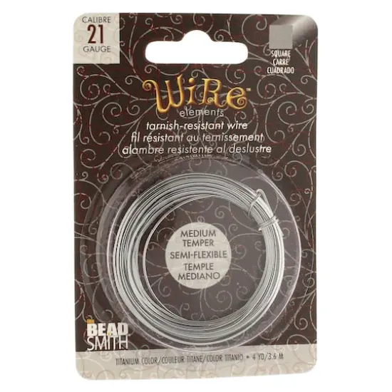 The Beadsmith&reg; Wire Elements&trade; 21 Gauge Tarnish Resistant Medium Temper Square Wire, 4yd.Titanium {1}