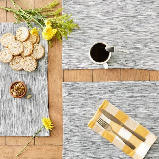 DII® Tonal Recycled Cotton Slubby Rib Placemats, 6ct. Navy/Off White {5}