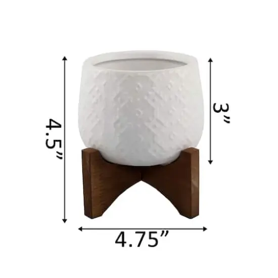 Flora Bunda 3.5" Matte White Indian Ceramic On Stand {3}